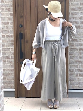 「アシンメトリー」｜「アイテム（財布/小物）」を使った、Riiisaさん（レディース・157cm）の夏コーディネート