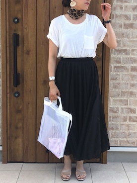 「マキシスカート」｜「アイテム（財布/小物）」を使った、Riiisaさん（レディース・157cm）の夏コーディネート