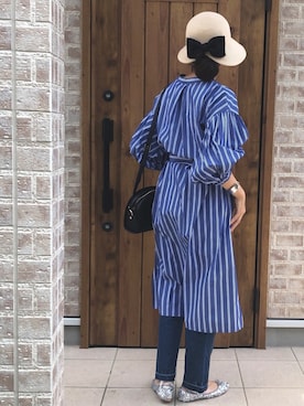 「petitcro（プティクロ）のpetitcro  ワイドバングル PCKB1901001（バングル/リストバンド）」を使った、Riiisaさん（レディース・158cm）の夏コーディネート