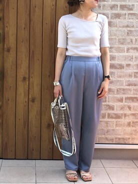 「petitcro（プティクロ）のpetitcro  ワイドバングル PCKB1901001（バングル/リストバンド）」を使った、Riiisaさん（レディース・158cm）の夏コーディネート