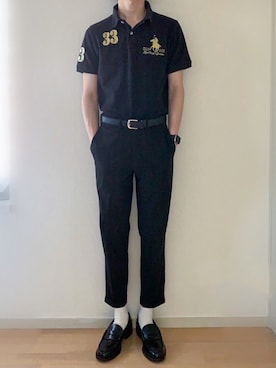 「ラルフローレンシャツ」｜「アイテム（スラックス）」を使った、peikunさん（メンズ・169cm）の春コーディネート
