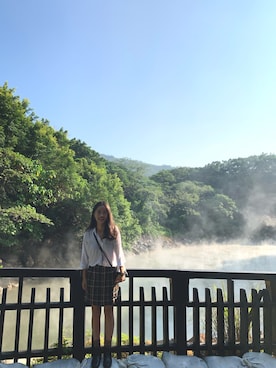 「MEIER.Q（マイヤーキュー）のアイテム（シャツワンピース）」を使った、ケイリーさん（レディース・156cm）の秋コーディネート