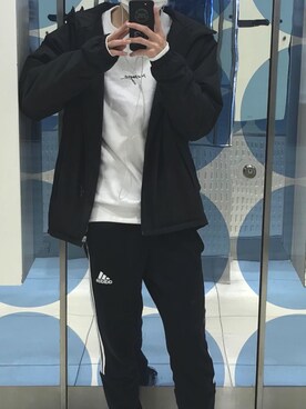 「Champion（チャンピオン）のアイテム（ダウンベスト）」を使った、あひるさん（メンズ・168cm）の冬コーディネート