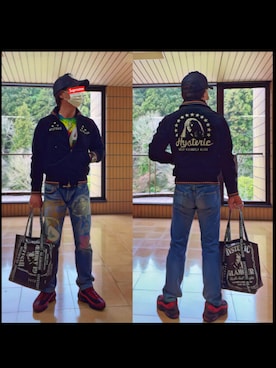 「HYSTERIC GLAMOUR（ヒステリックグラマー）のアイテム（スカジャン）」を使った、怠惰ですけれども®︎さん（メンズ・170cm）の冬コーディネート