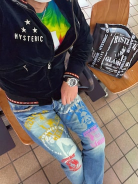 「HYSTERIC GLAMOUR（ヒステリックグラマー）のアイテム（スカジャン）」を使った、怠惰ですけれども®︎さん（メンズ・170cm）の冬コーディネート