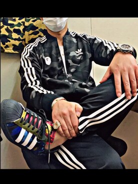 「Bape」｜「アイテム（ジャージ）」を使った、怠惰ですけれども®︎さん（メンズ・170cm）の春コーディネート