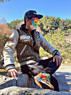 「HYSTERIC GLAMOUR（ヒステリックグラマー）のアイテム（スタジャン）」を使った、怠惰ですけれども®︎さん（メンズ・170cm）の春コーディネート