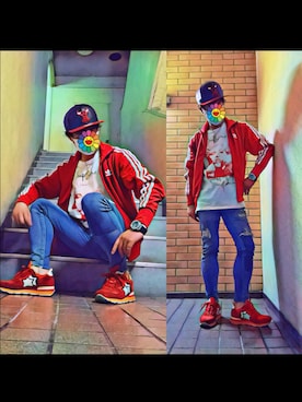 「kicks」｜「アイテム（ジャージ）」を使った、怠惰ですけれども®︎さん（メンズ・170cm）の春コーディネート