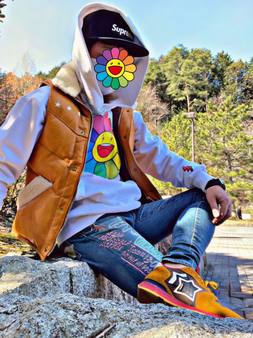 「kaikaikiki、カイカイキキ、MARBLES、Hysteric Glamour、ヒステリックグラマー、シュプリーム、NEW ERA、スニーカー好きと繋がりたい、今日のコーデ、お洒落さんとつながりたい」｜「Supreme のアイテム（キャップ、ブラック系）」を使った、怠惰ですけれども®︎さん（メンズ・170cm）の春コーディネートの1枚目の写真