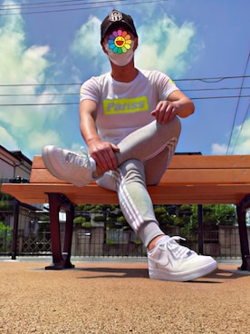 「エアフォース1」｜「アイテム（グレー系）」を使った、怠惰ですけれども®︎さん（メンズ・170cm）の夏コーディネート