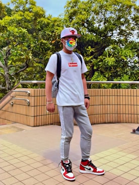 「LouisVuitton」｜「アイテム（スウェットパンツ）」を使った、怠惰ですけれども®︎さん（メンズ・170cm）の夏コーディネート