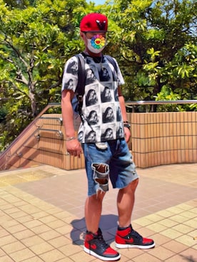 「JORDAN1BANNED」｜怠惰ですけれども®︎さん（メンズ・170cm）の夏コーディネート