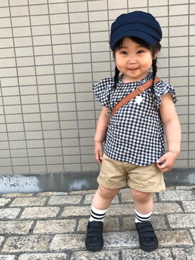 「BEAMS（ビームス）のアイテム」を使った、miyumiyuさん（キッズ・80cm）の夏コーディネート