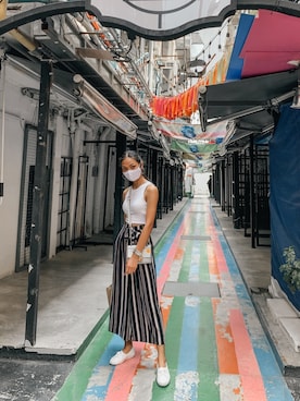 「Guess（ゲス）のアイテム（腕時計）」を使った、knistha.bnさん（レディース・163cm）の春コーディネート