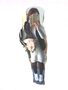 「ジャックパーセル」｜「アイテム（ダウンジャケット/コート）」を使った、E☺︎Hさん（レディース・158cm）の冬コーディネート