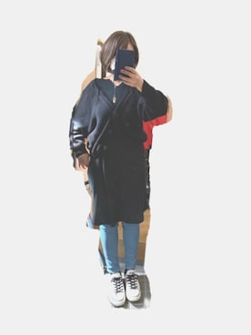 「ゆるカーディガン」｜「アイテム（ワンピース/ドレス）」を使った、E☺︎Hさん（レディース・158cm）の春コーディネート