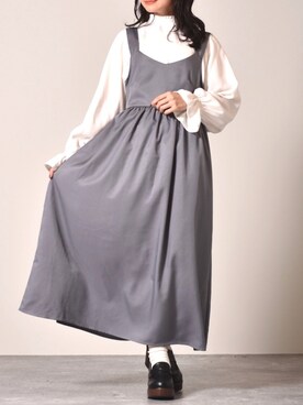 「ems excite（エムズエキサイト）のアイテム（ワンピース/ドレス、ブルー系）」を使った、Miyuさん（レディース・149cm）の秋コーディネート