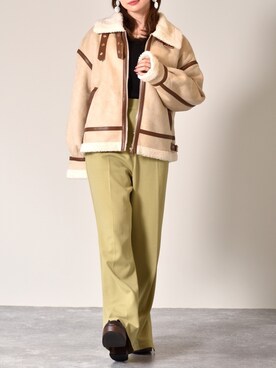 「秋のマイ旬スタイル」｜「アイテム（ムートンコート）」を使った、Miyuさん（レディース・149cm）の秋コーディネート