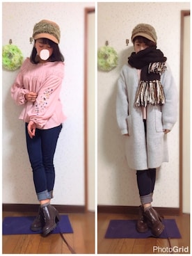 「ニットマフラー」｜ysm☻さん（レディース・157cm）の冬コーディネート