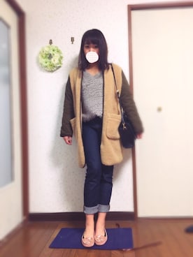 「cepo（セポ）のアイテム（ノーカラージャケット）」を使った、ysm☻さん（レディース・157cm）の冬コーディネート
