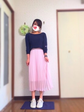 「アイテム（アナログ腕時計、ブルー系）」を使った、ysm☻さん（レディース・157cm）の春コーディネート