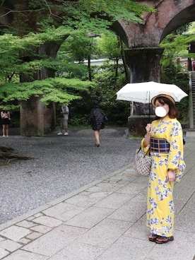 「浴衣コーデ」｜「アイテム（帽子）」を使った、ysm☻さん（レディース・157cm）の夏コーディネート