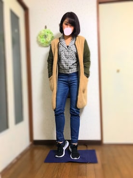 「cepo（セポ）のアイテム（ノーカラージャケット）」を使った、ysm☻さん（レディース・156cm）の冬コーディネート