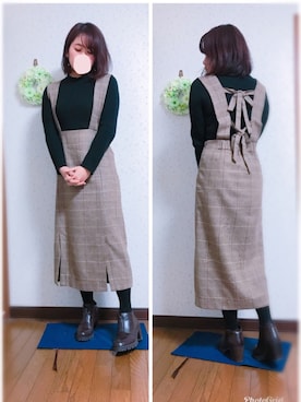 「アイテム（ジャンパースカート）」を使った、ysm☻さん（レディース・156cm）の冬コーディネート