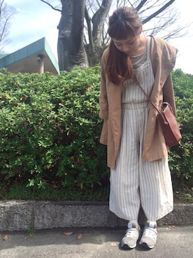 「ポニーテール」｜「アイテム（トレンチコート）」を使った、himeさん（レディース・146cm）の春コーディネート