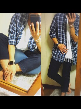 「HERE'S（HERE'S）のアイテム（トップス）」を使った、Takayaさん（メンズ・170cm）の夏コーディネート