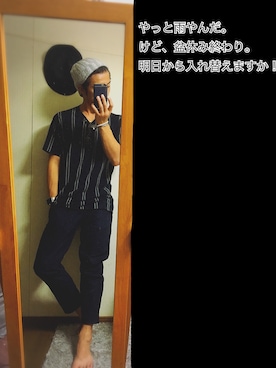 「TORY BURCH（トリーバーチ）のアイテム」を使った、Takayaさん（メンズ・170cm）の夏コーディネート