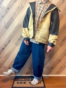 「チェック柄に恋してる」｜「アイテム（マウンテンパーカー）」を使った、TaQさん（メンズ・171cm）の秋コーディネート