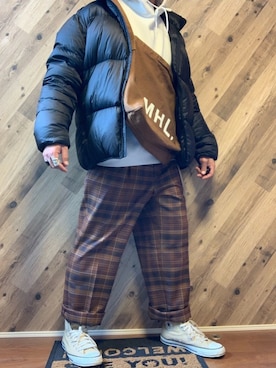 「MHL.」｜「アイテム（ダウンジャケット/コート）」を使った、TaQさん（メンズ・171cm）の秋コーディネート