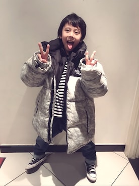 「Supreme （シュプリーム）のアイテム（ジャケット/アウター）」を使った、Max-隽一さん（キッズ・132cm）の冬コーディネート