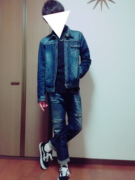 「Champion（チャンピオン）のアイテム（ニット/セーター）」を使った、れおさん（メンズ・174cm）の冬コーディネート