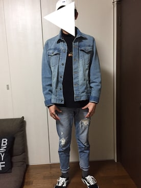 「Champion（チャンピオン）のアイテム（ニット/セーター）」を使った、れおさん（メンズ・174cm）の冬コーディネート
