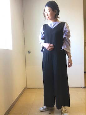 「ラベンダー」｜「アイテム（つなぎ/オールインワン）」を使った、hmy89さん（レディース・164cm）の春コーディネート