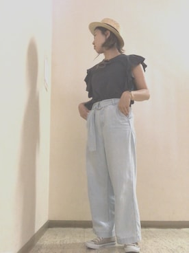 「SALON adam et rope'（サロン アダム エ ロペ）のアイテム（ハット）」を使った、hmy89さん（レディース・164cm）の夏コーディネート