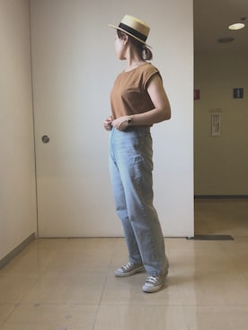 「SALON adam et rope'（サロン アダム エ ロペ）のアイテム（ハット）」を使った、hmy89さん（レディース・164cm）の夏コーディネート