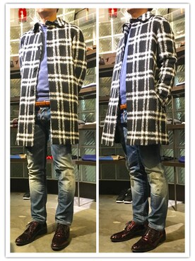 「MSGM（エムエスジーエム）のアイテム（ステンカラーコート）」を使った、ROD-2011さん（メンズ・175cm）の冬コーディネート