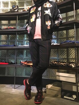 「MSGM（エムエスジーエム）のアイテム（スラックス）」を使った、ROD-2011さん（メンズ・175cm）の冬コーディネート