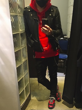 「SAINT LAURENT PARIS（サンローランパリ）のアイテム（ライダースジャケット）」を使った、ROD-2011さん（メンズ・175cm）の秋コーディネート