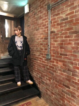 「厚底」｜「アイテム（モッズコート）」を使った、SAKIさん（レディース・162cm）の冬コーディネート