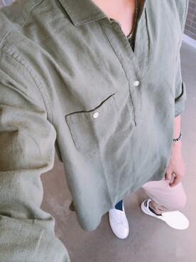 「niko and...（ニコアンド）のアイテム（チノパンツ）」を使った、まめさん（メンズ・167cm）の夏コーディネート