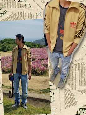 「adidasジャージ」｜「アイテム（ナイロンジャケット）」を使った、インスタ→bz178koshu47さん（メンズ・170cm）の春コーディネート