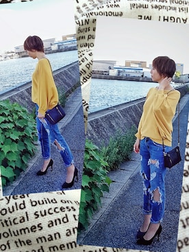 「バルーンスリーブ」｜インスタ→bz178koshu47さん（レディース・159cm）の夏コーディネート