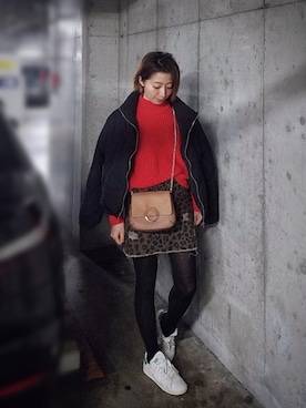 「H&M（エイチ・アンド・エム）のアイテム（ダウンジャケット/コート）」を使った、インスタ→bz178koshu47さん（レディース・159cm）の冬コーディネート