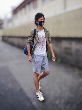 「RonHerman VINTAGE（ロンハーマンヴィンテージ）のアイテム（トートバッグ）」を使った、インスタ→bz178koshu48さん（メンズ・170cm）の夏コーディネート