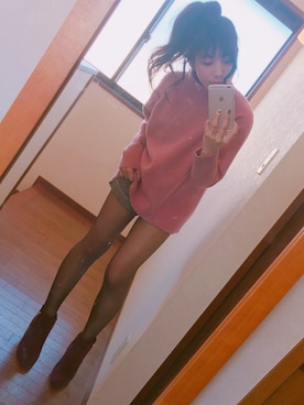 「WC（ダブル シー）のアイテム（デニムパンツ）」を使った、ながいゆーうさん（レディース・158cm）の冬コーディネート