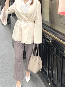 「DIANA」｜「アイテム（ノーカラージャケット）」を使った、RINAさん（レディース・158cm）の秋コーディネート